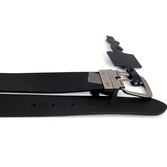 NWT GNW BLACK BROWN REAL LEATHER 1 3/8"Wd REVERSIBLE CASUAL DRESS BELT 50 (R64 - Picture 16 of 16